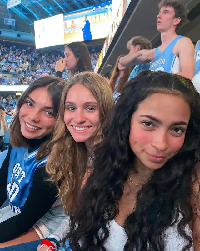 Valery was seen with her friends in her first semester at the basketball stadium in support of the UNC team 