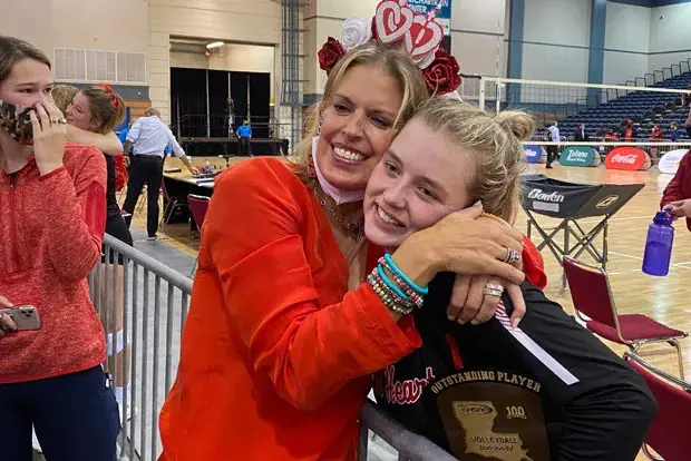 May Manning with her mother, Ellen Manning. Both of them led their teams to state titles.