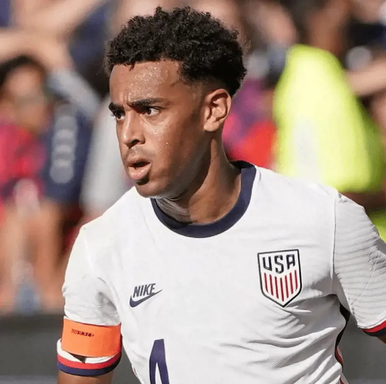 Tyler Adams during a match captaining the USMNT