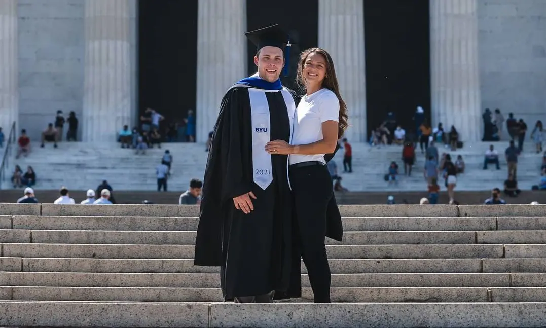 Ashley attending in Jeff's graduation day. 