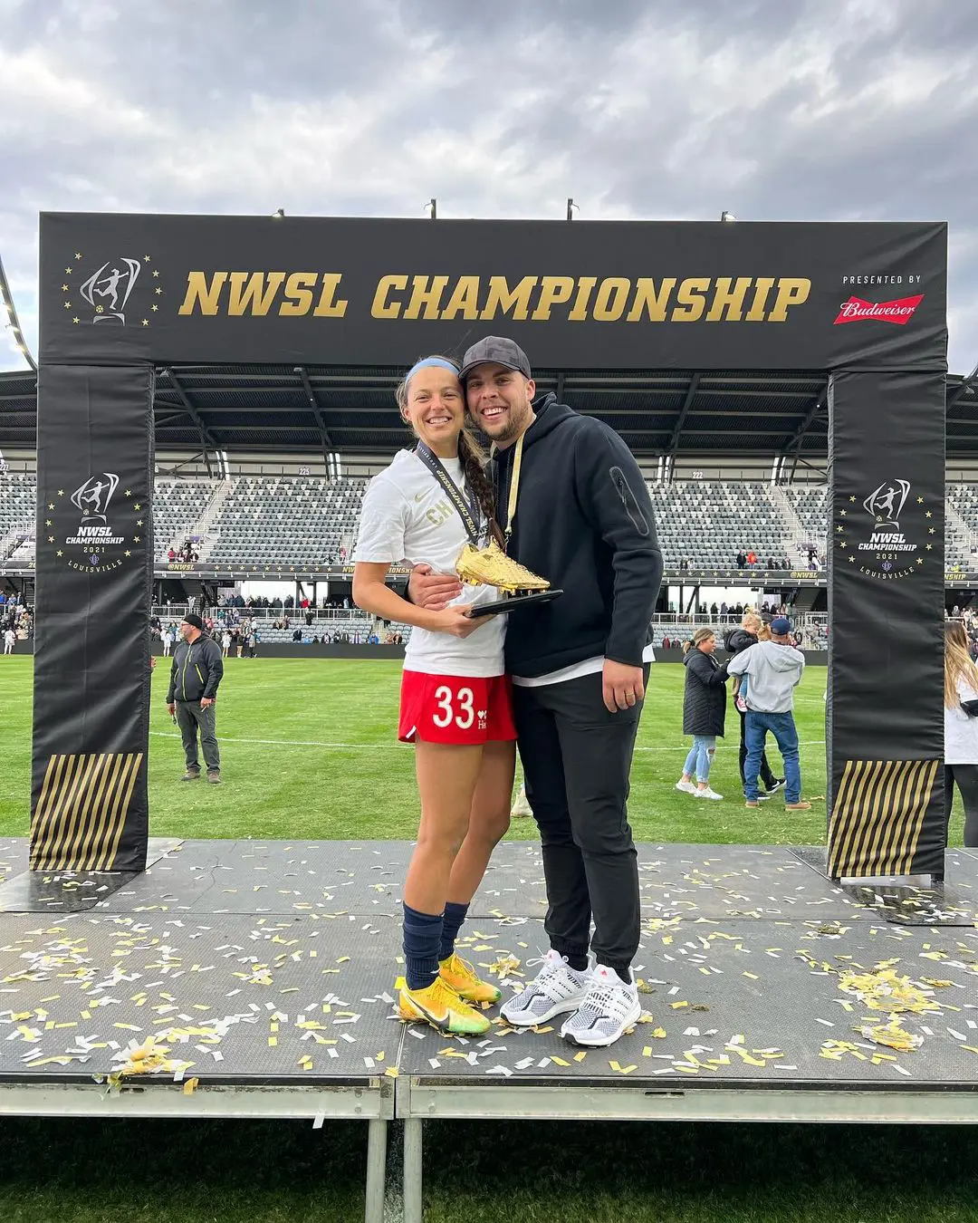 Jeff and Ashley celebrating her Golden Boot win.