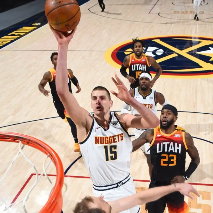 Nikola Jokic against Utah Jazz in the 2020-2021 season.