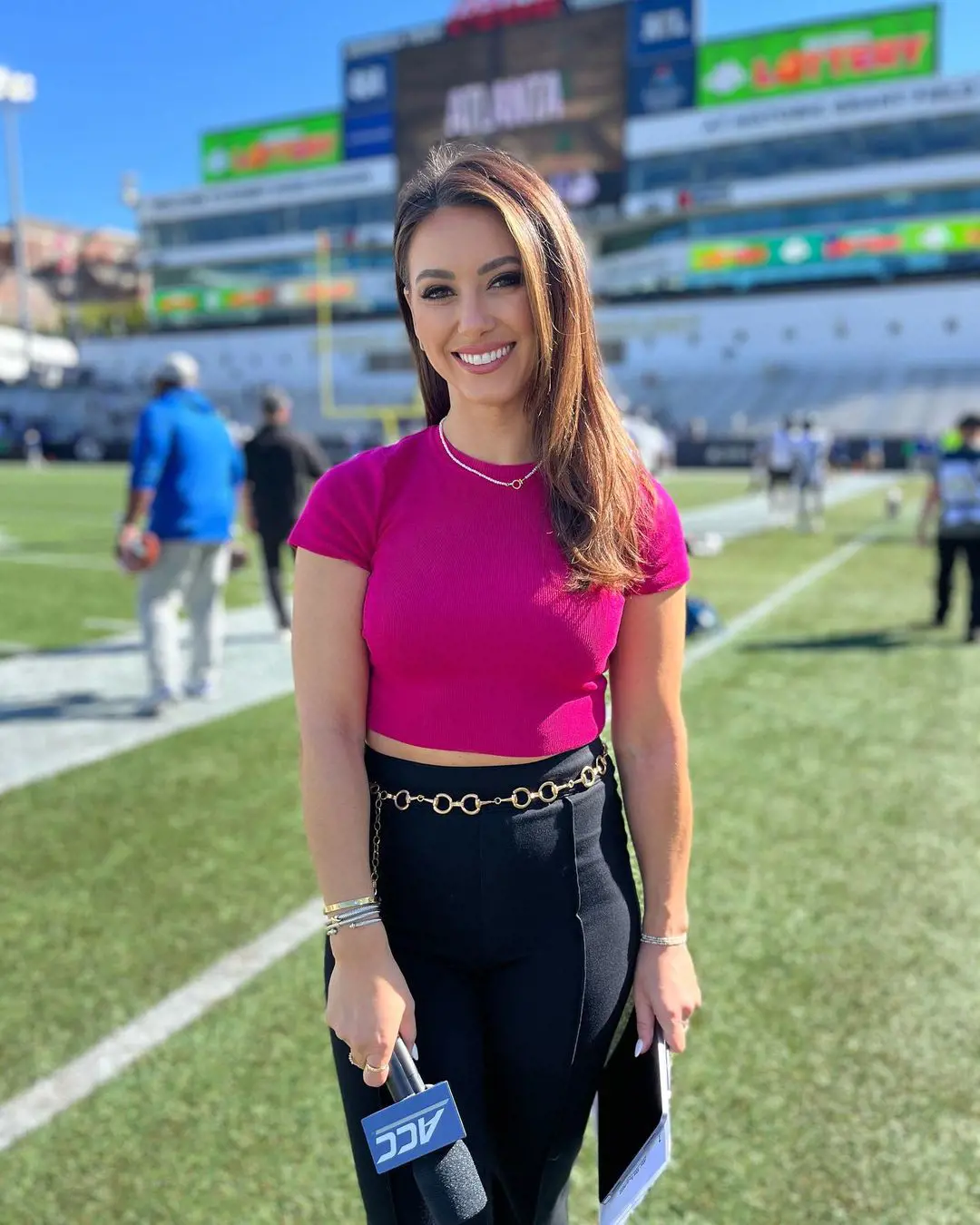 Lauren Jbara at Bobby Dodd Stadium during MLB game in October 2022