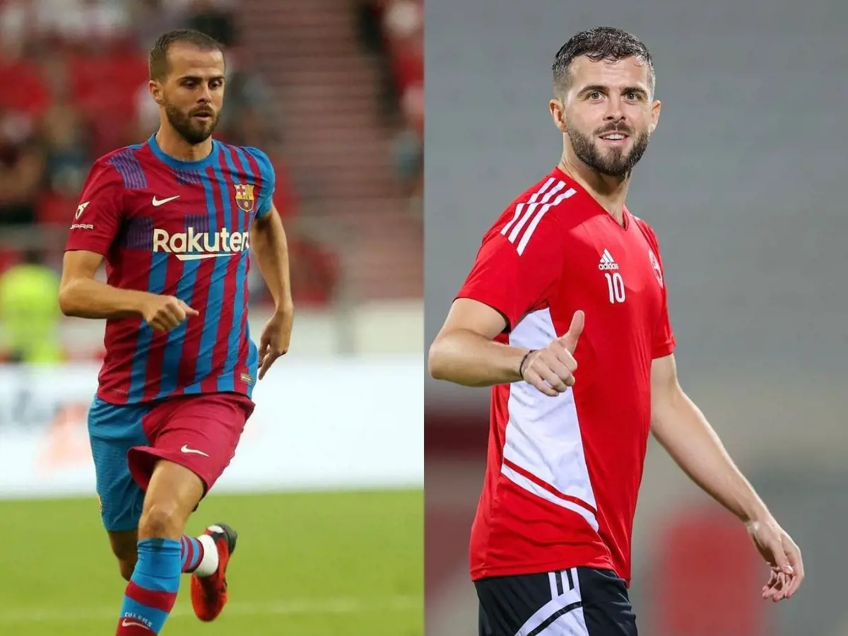 Before and after picture of Miralem Pjanic, left, prior to getting his hair done and, right, after the procedure.