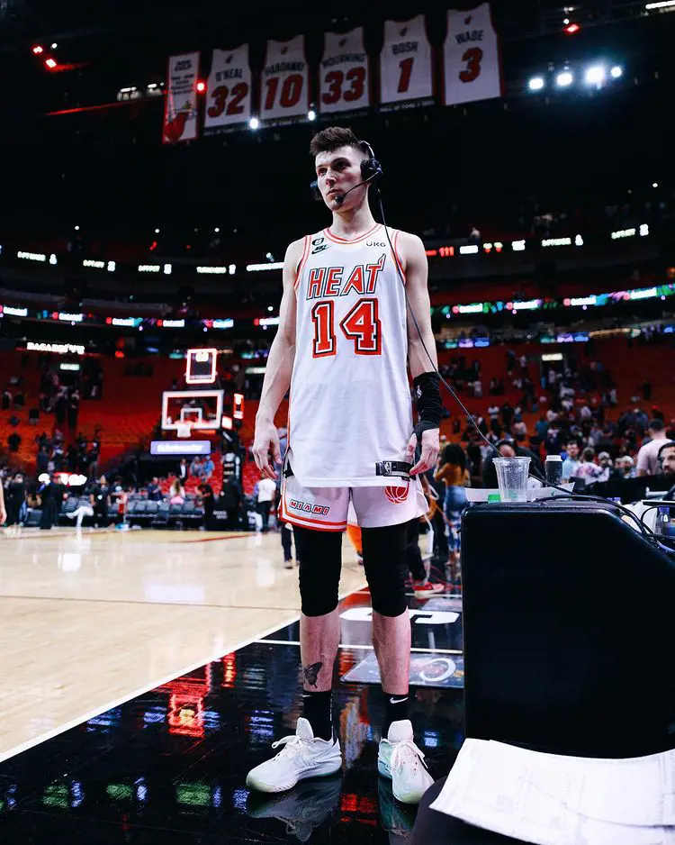 Tyler Herro before the game in Miami Florida, February 2023