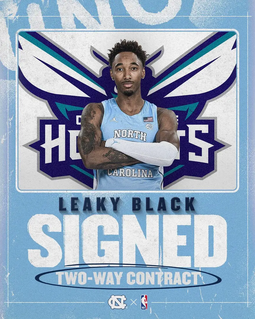 Former North Carolina player Leaky Black signed with the Hornets in June 2023