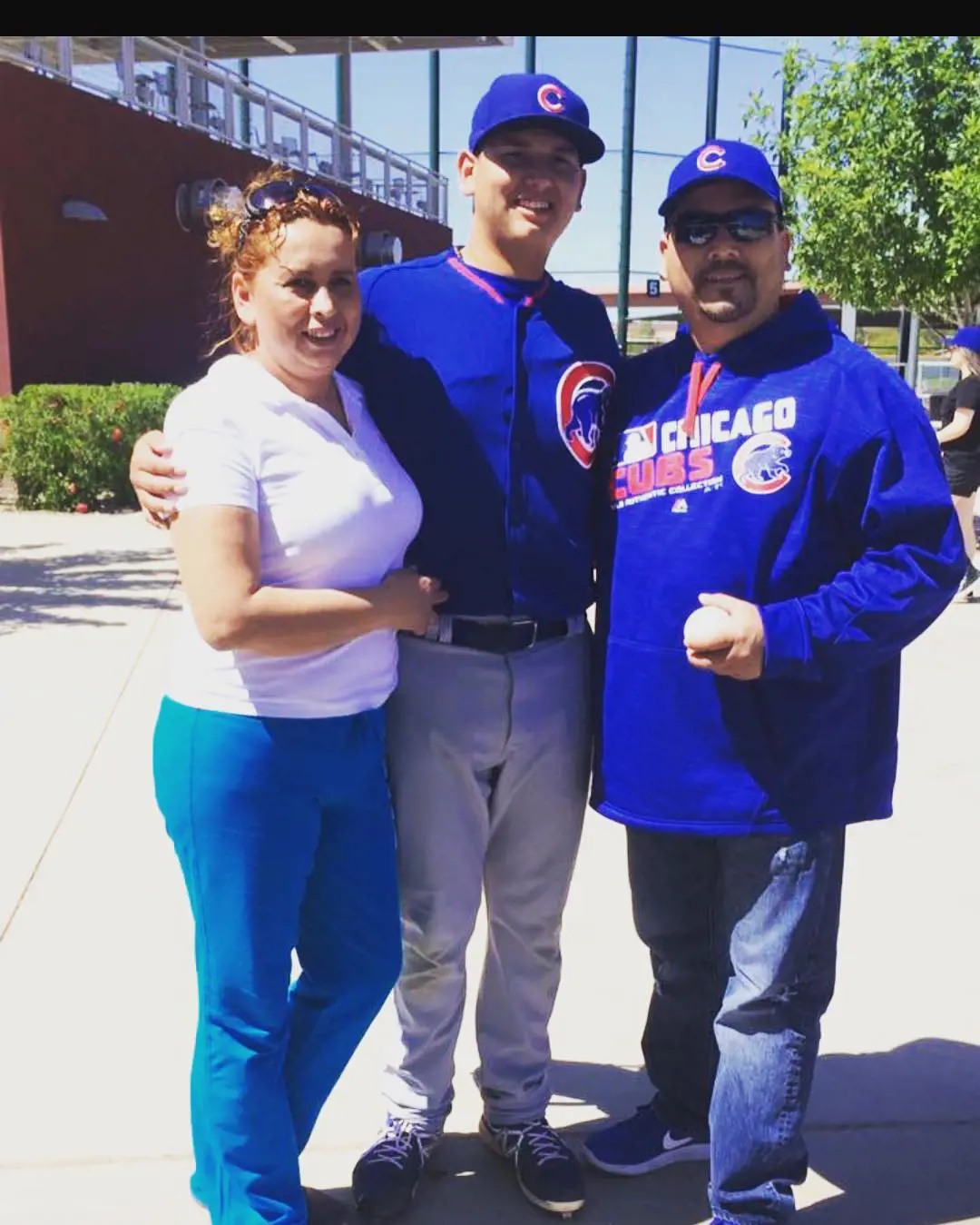 Javi and Mary Ramirez supporting Javier during his game in 2018.