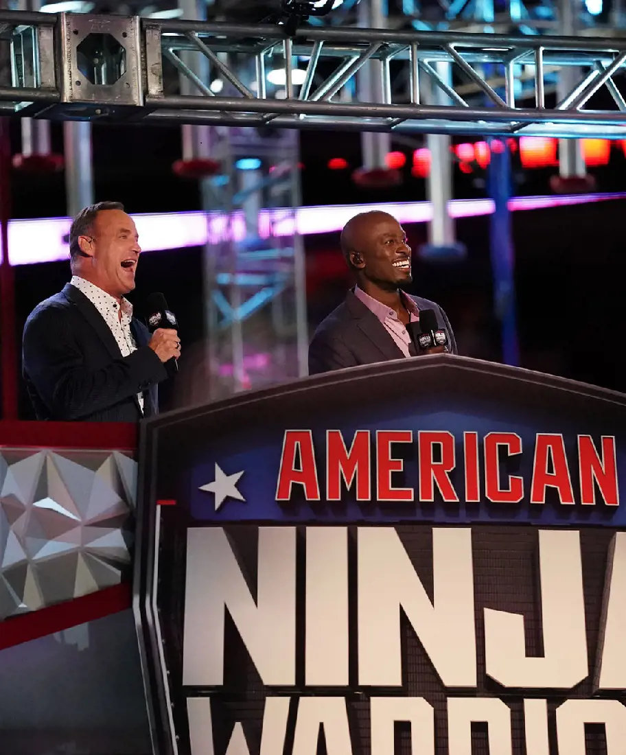 Matt and Akbar anchoring on the American Ninja Warrior in September 2020