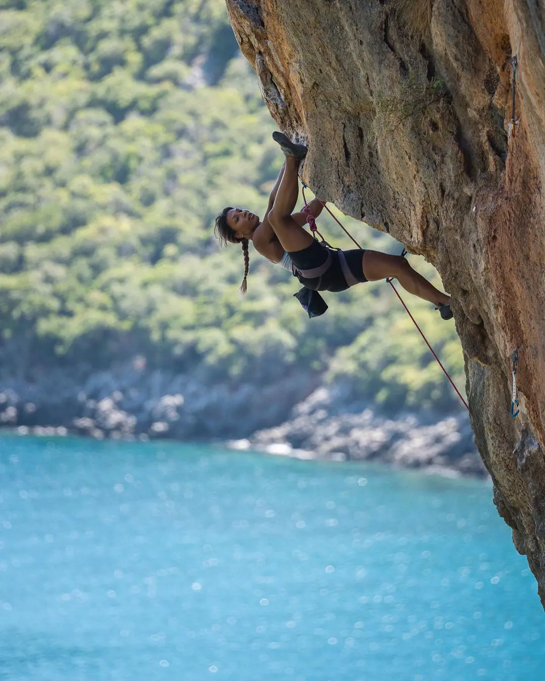 Meagan Martin rock climbing in September 2022