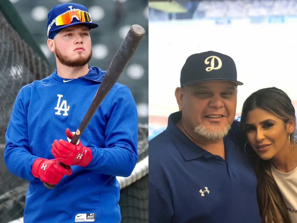 (Left) Verdugo while playing with the Los Angeles Dodgers in 2019