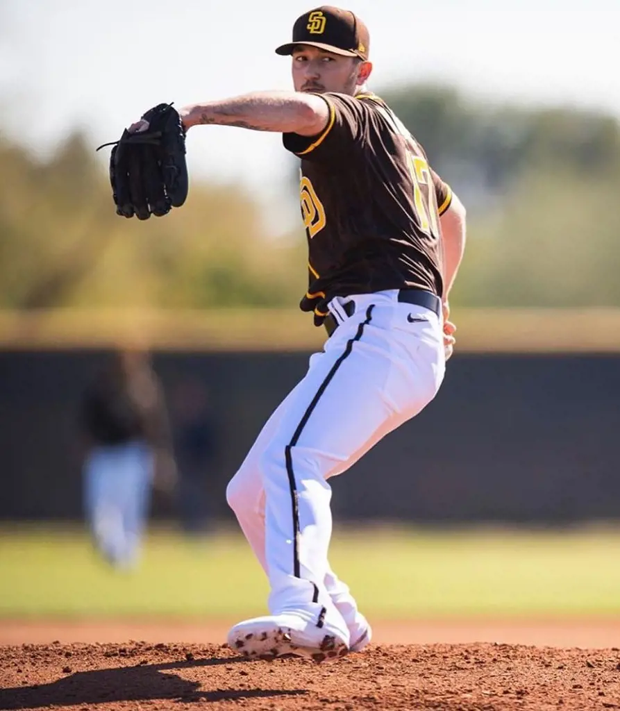 San Diego Padres pitcher Zach Davies during training in February 2020