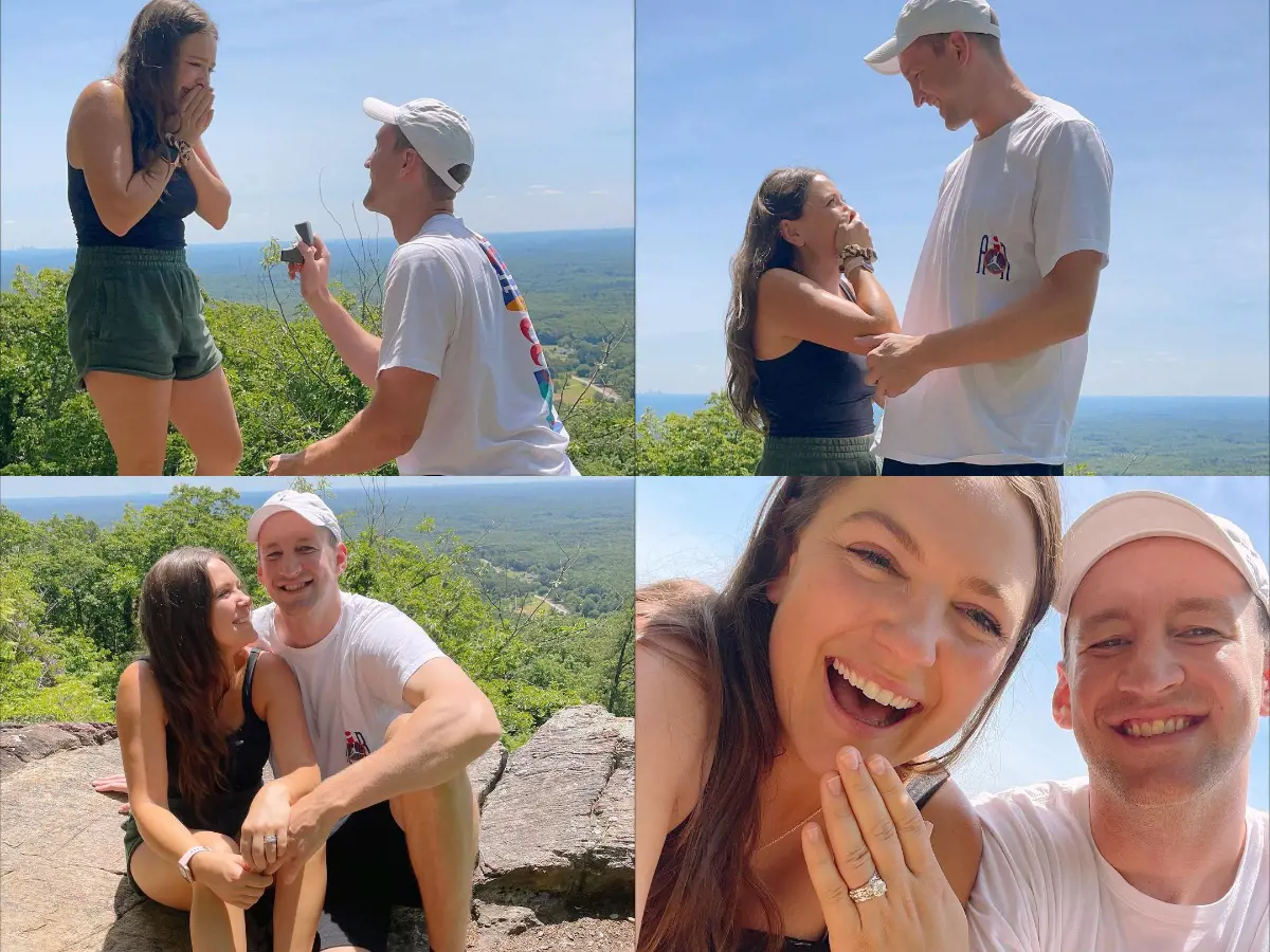 Picture collage of Zeller and Crawford's engagement day on August 22, 2022