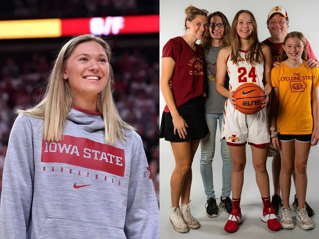 (Right) The Joens during Kelsey's commitment with Iowa State in September 2022