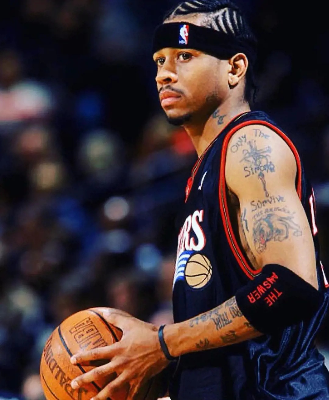 Iverson's left shoulder features his 