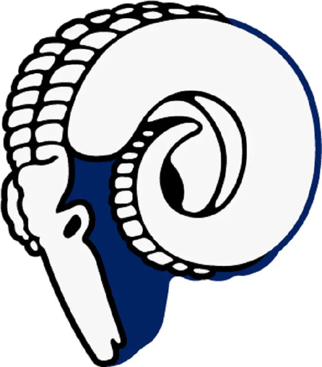 The 1950 logo of Los Angeles Rams; the team still operates with a renewed logo.