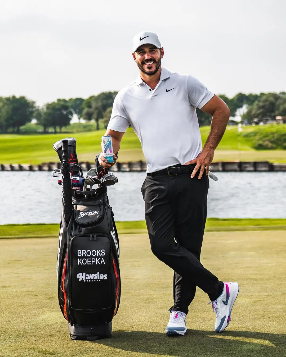 Brooks Koepka promoting A SHOC Energy on April 26, 2023.