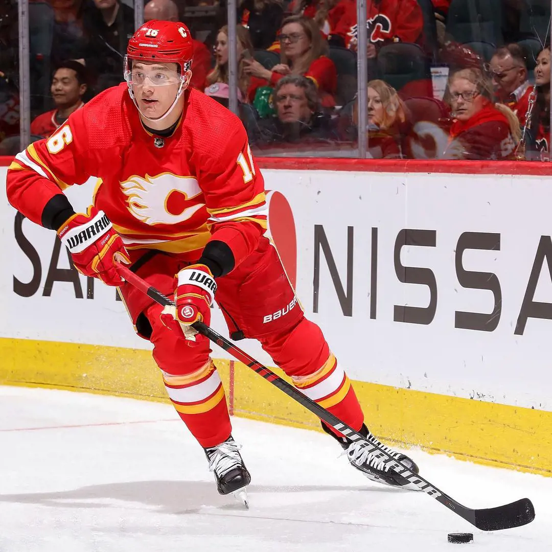 Calgary Flames Nikita Zadorov at Scotiabank Saddledome in April 2023