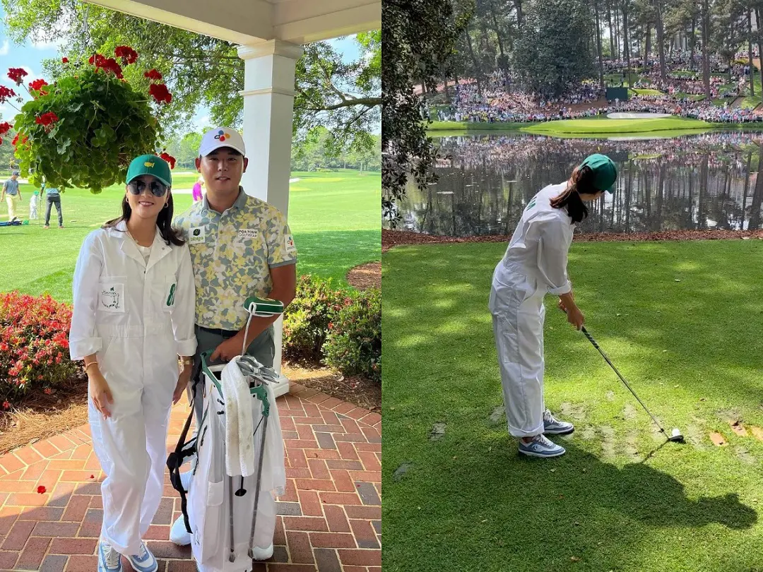 Ji Hyun serves as Kim's caddie for the 2023 Masters