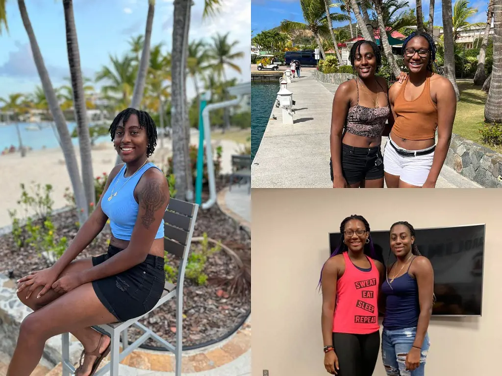 (Left) Alexis looks stunning in a blue top and black shorts while showing her arm tats