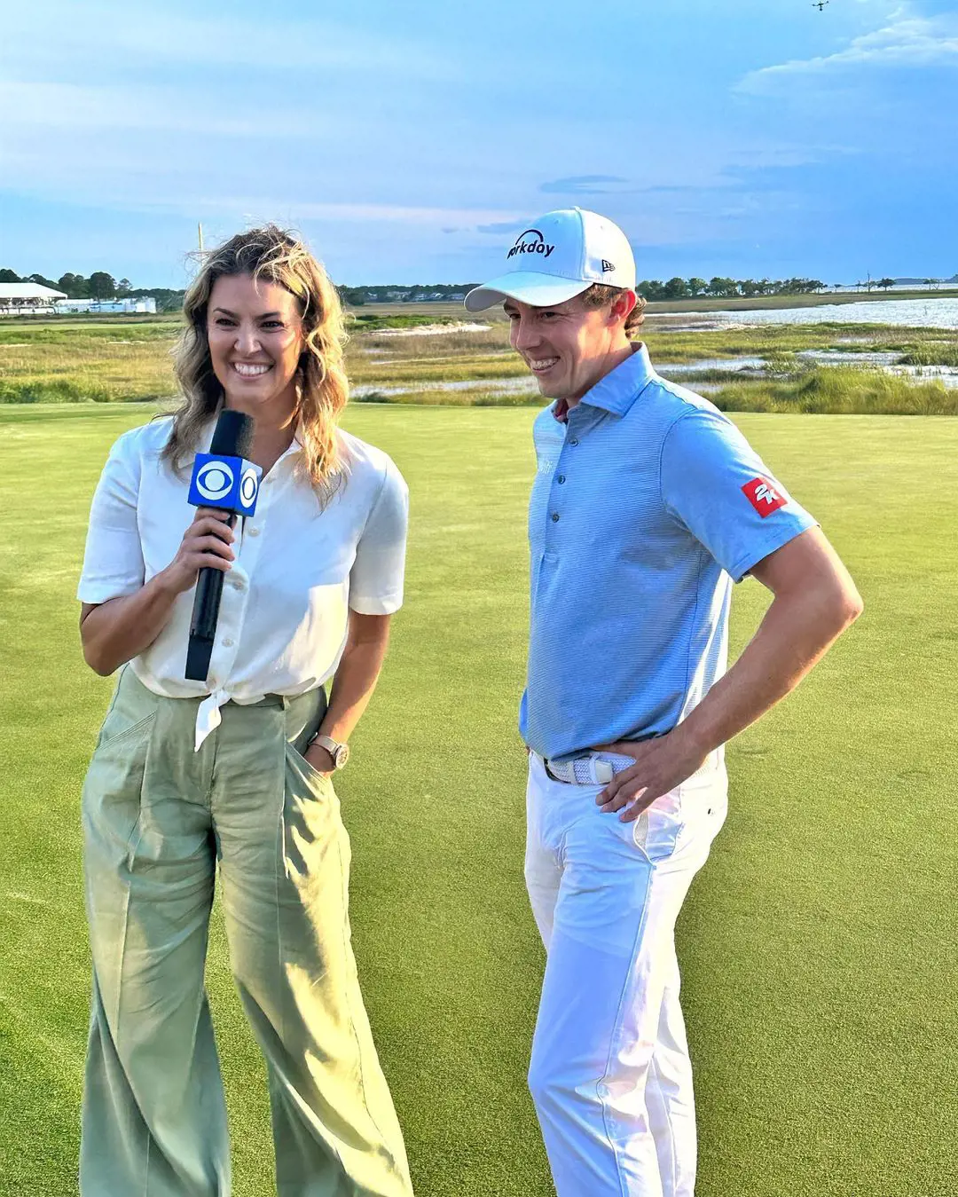 Amanda Renne on field reporting duty at Harbour Town Golf Links in April 2023