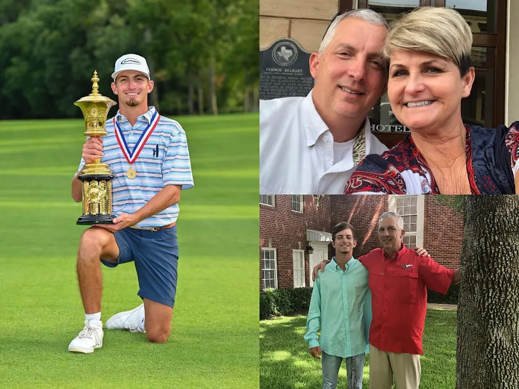 (Left) Bennett holding his championship trophy at Ridgewood Country Club in August 2022