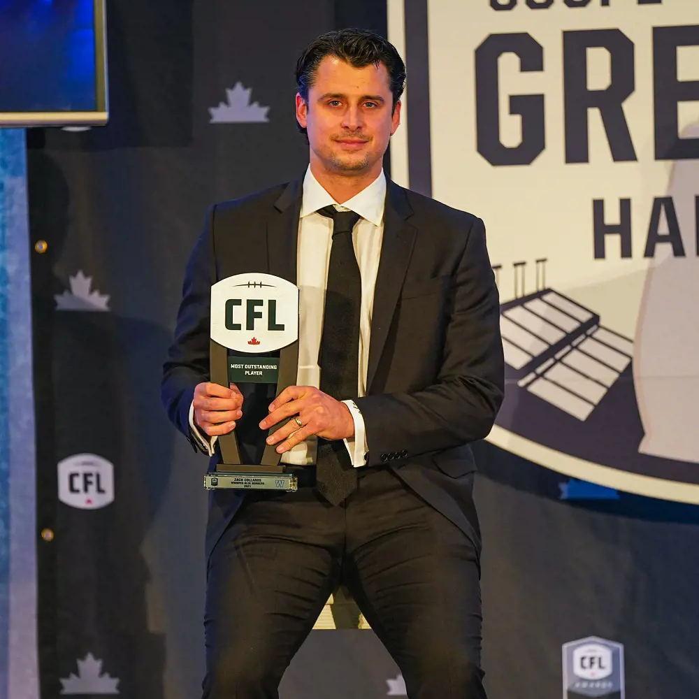  Collaros with the coveted 2021 CFL Most Outstanding Player award.