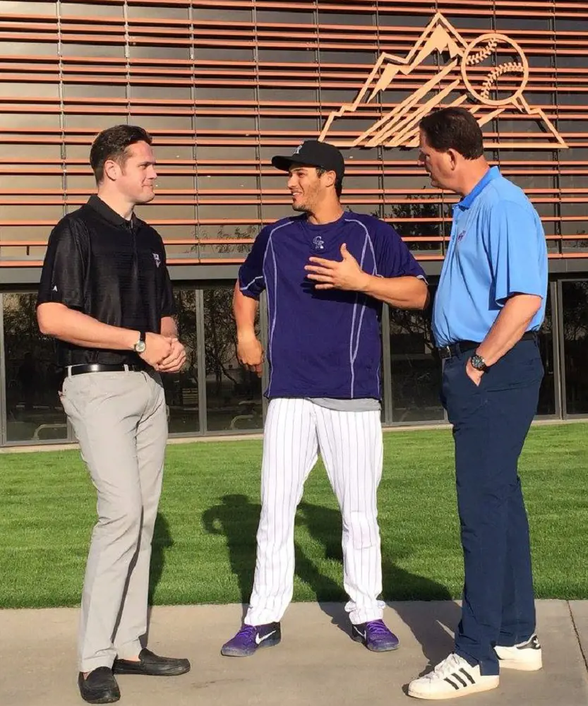 Greg Amsinger with Arenado and Dan Plesac for MLB Network in March 2016