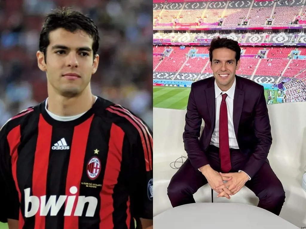 Ricardo Kaka with AC Milan in 2003 and him in 2022 at Al-Bayt Stadium in Qatar