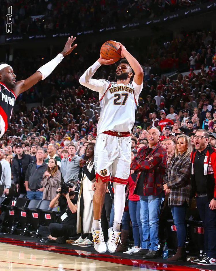 Jamal Murray leaps for 3 pointer against the Blazers