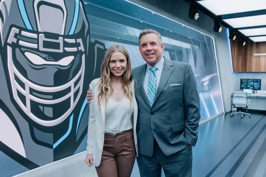 Sean Payton coach of Broncos alongside his daughter at the headquarter of the NFL team in Englewood