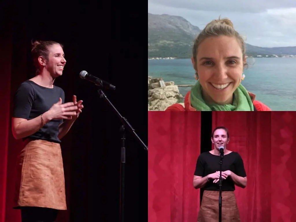 Elizabeth Boeheim on the stage of The Wilma in Missoula, MT, October 2018