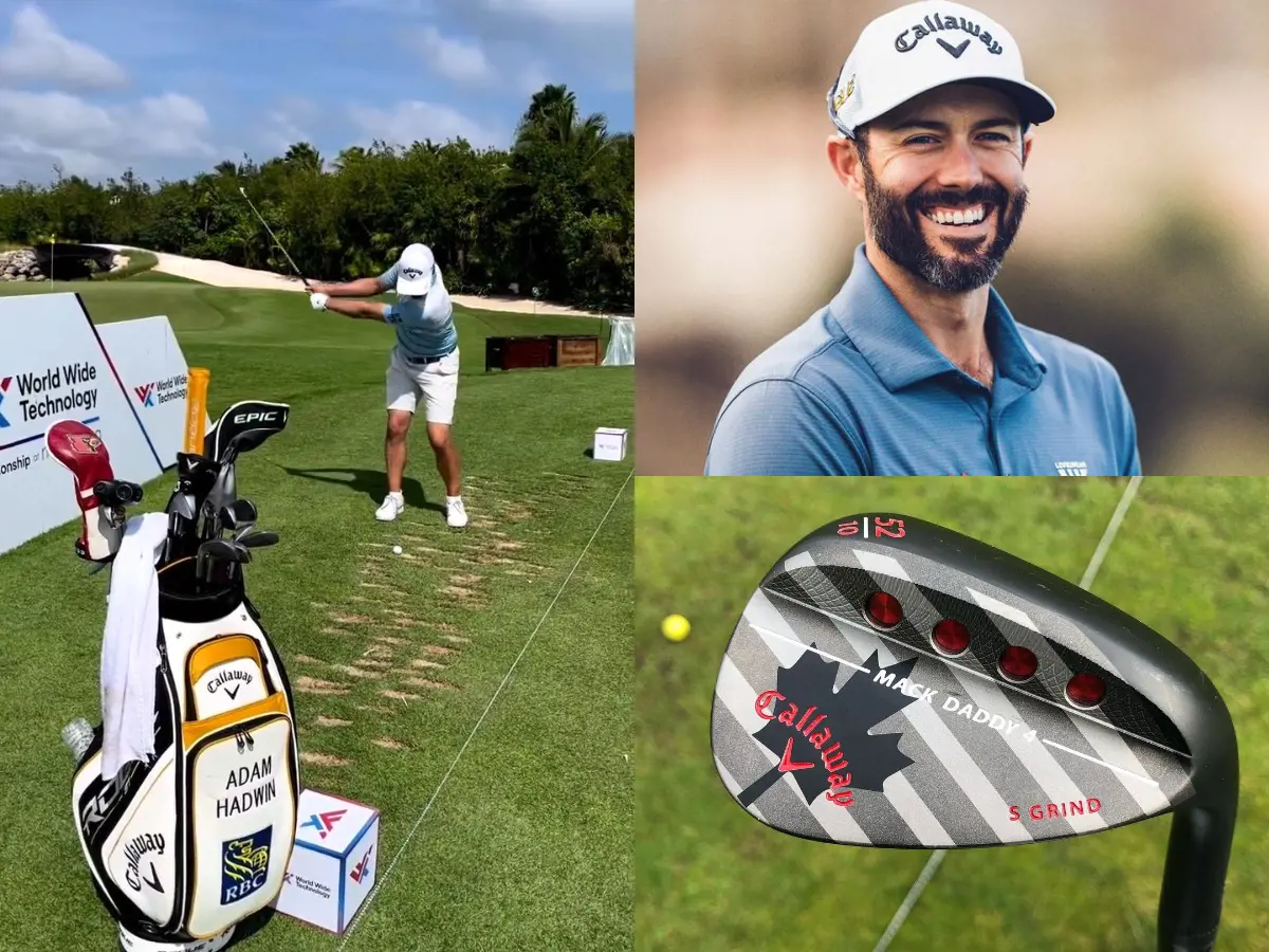 Adam Hadwin with his Callaway sponsored golf bag and club