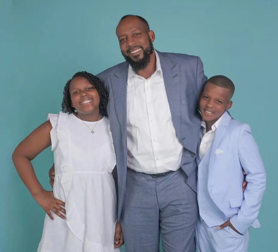 Pedro and Sophia celebrating their birthday with Vladimir Guerrero Sr.