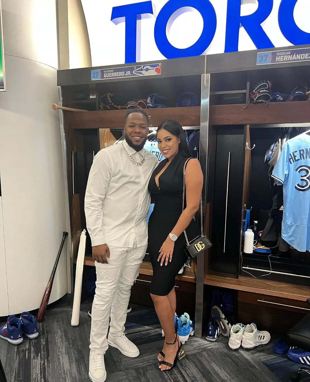 Guerrero Jr and Nathalie enjoying their time at Rogers centre.