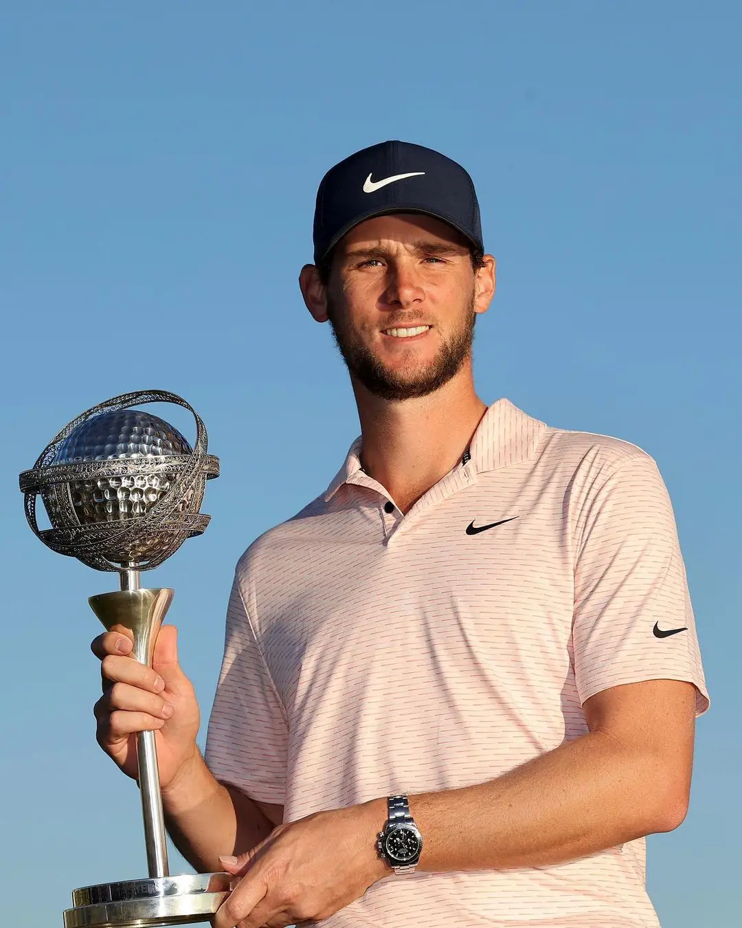 Thomas Pieters with Portugal Masters Cup in Dom Pedro golf course