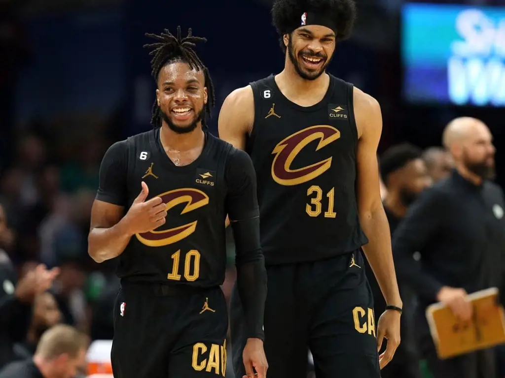 Darius Garland and Jarrett Allen for Cavaliers at Little Caesars Arena