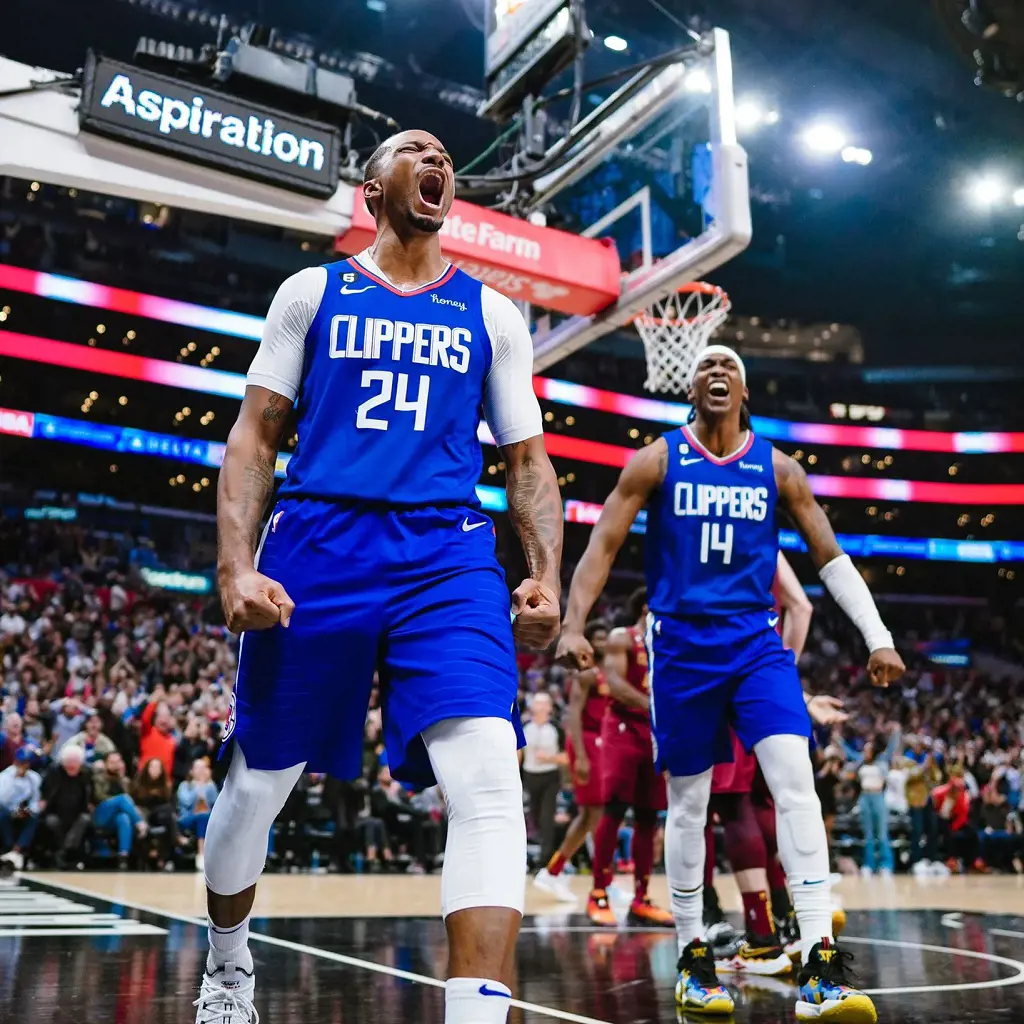 Clippers' Norman Powell celebrating the victory after the match on May 9, 2023