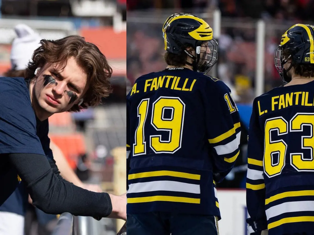 Adam and Luca together for Michigan Wolverines at Cleveland Browns Stadium in March 2023