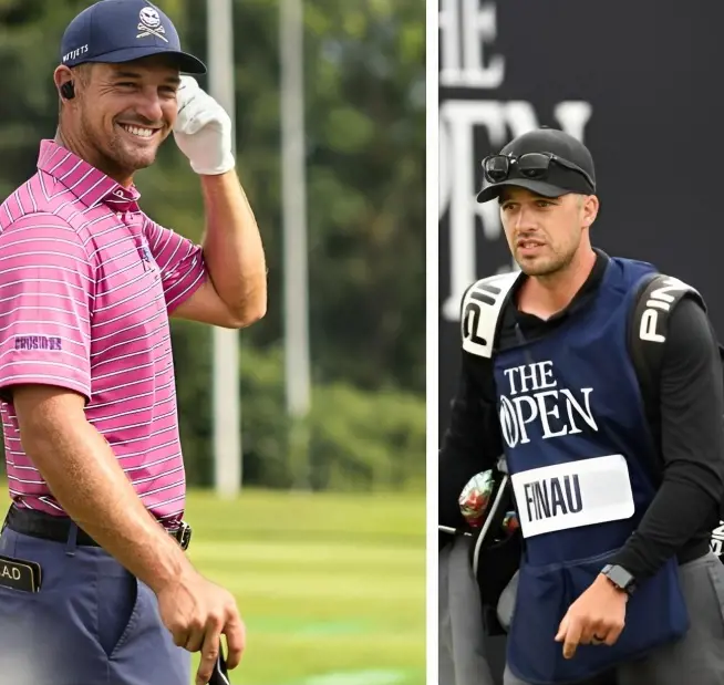 Bodine(left) is incharge of Bryson's bag at the PGA Championship. 