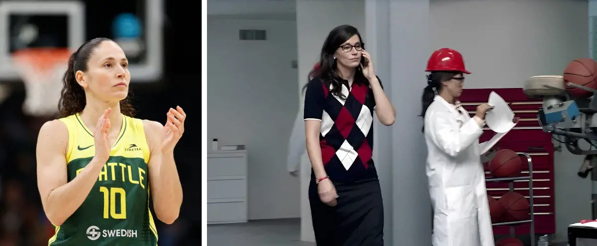 Summer Bird (right photo), Sue's State Farm agent twin sister from the 2014 State Farm commercial.