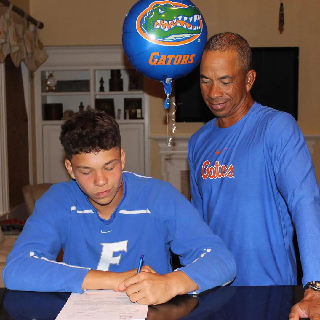 Shelton committing to the Florida Gators in June 2020, on Father's Day