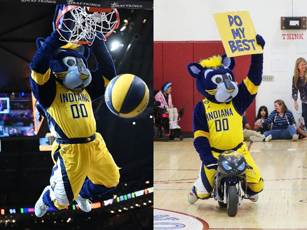 Boomer is an energetic mascot who loves interacting with fans. 