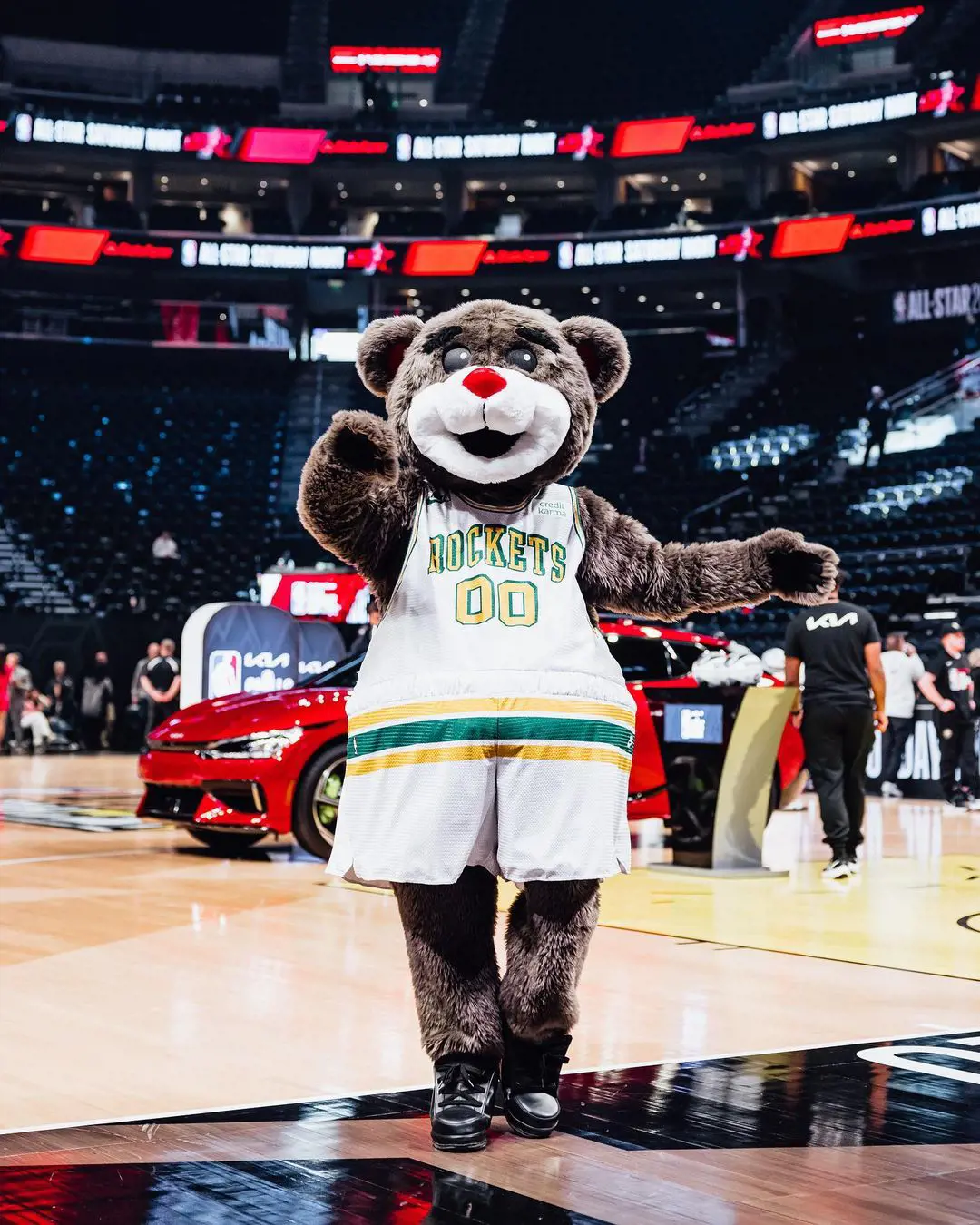 Houston Rockets mascot Clutch the Bear during NBA All-Star weekend on February 24, 2023. 