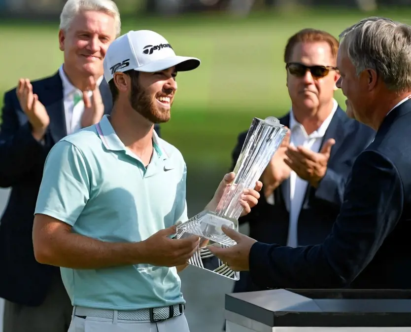 Matthew Wollf during the Champions Ceremony after he became the first player to win the 3M Open in 2019