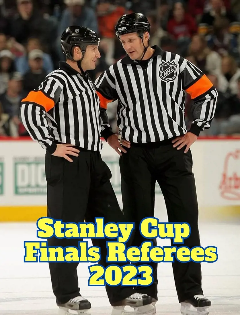 NHL officials duo Brad Watson (R) and Tim Peel (L) talks during a game in 2007