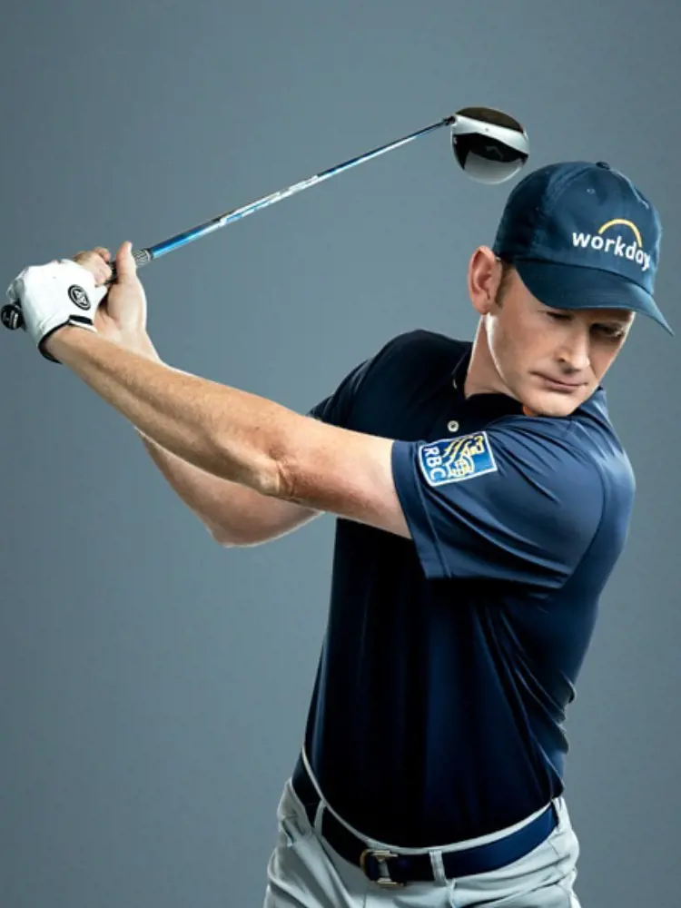 Snedeker during the photo session donning the company cap.