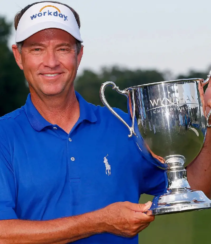 Davis with his Sam Snead Cup won at the Wyndham Championship in 2015.