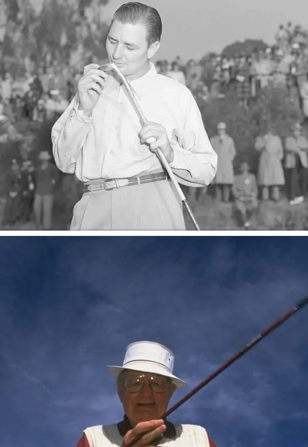 One of the rare colored photos of Jug (bottom) holding a golf driver before passing away. (Photo by John M. Burgess)