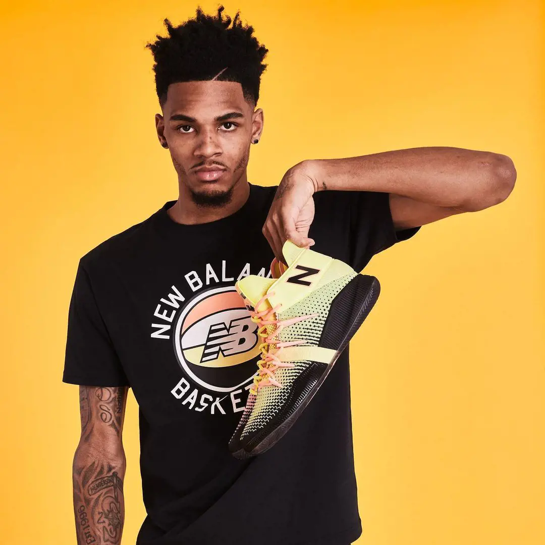 Dejounte showing new balance OMN1S shoes.