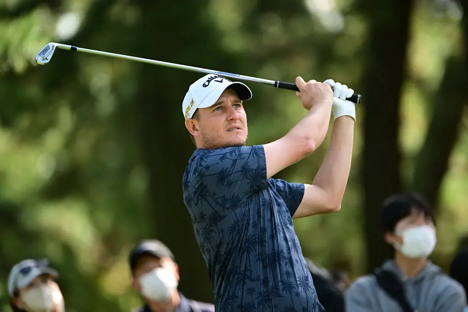 Emiliano Grillo takes a swing at the St. Jude Championship